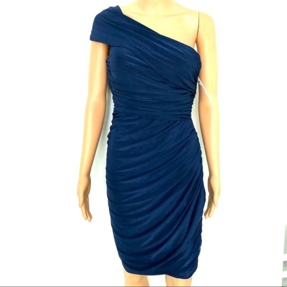 ELIZA J Ruched One-shoulder Midi Dress size 6 - Picture 4 of 8